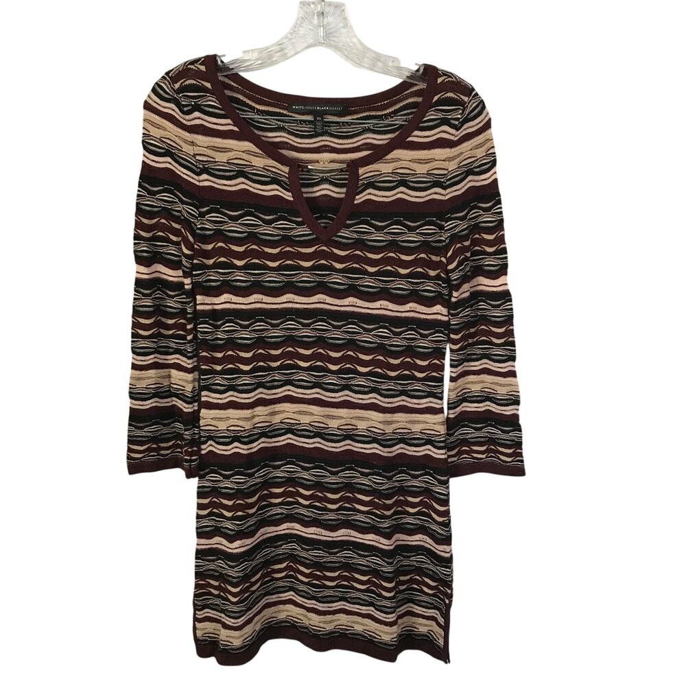 White House Black Market Dress Extra Small Womens Striped Sweater Retro 70s ESM